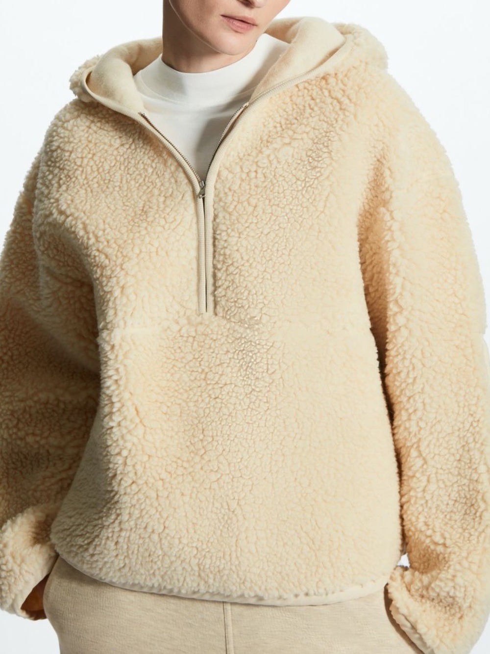 COS Oversized Cream Sherpa Hooded M/L